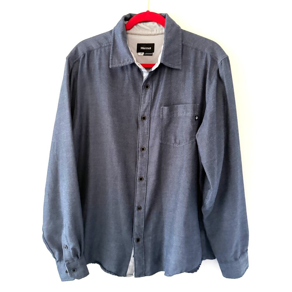 Marmot Men's Blue Hobson Heathered Midweight Flannel Shirt Size Large